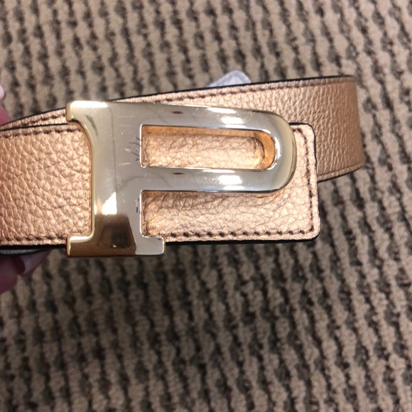 Gold & silver Reversible P belt monogrammed - Picture 1 of 6